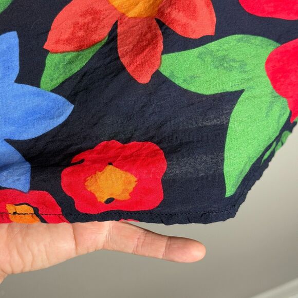 Entro Womens Floral Top XL Multicolor Feminine Blue Ruffle Blouse‎ Brunch Office - Picture 8 of 10